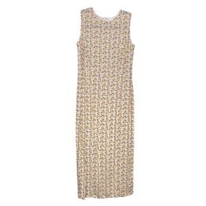 NEW Amira Yellow Floral Round Neck Sleeveless Midi Dress Medium